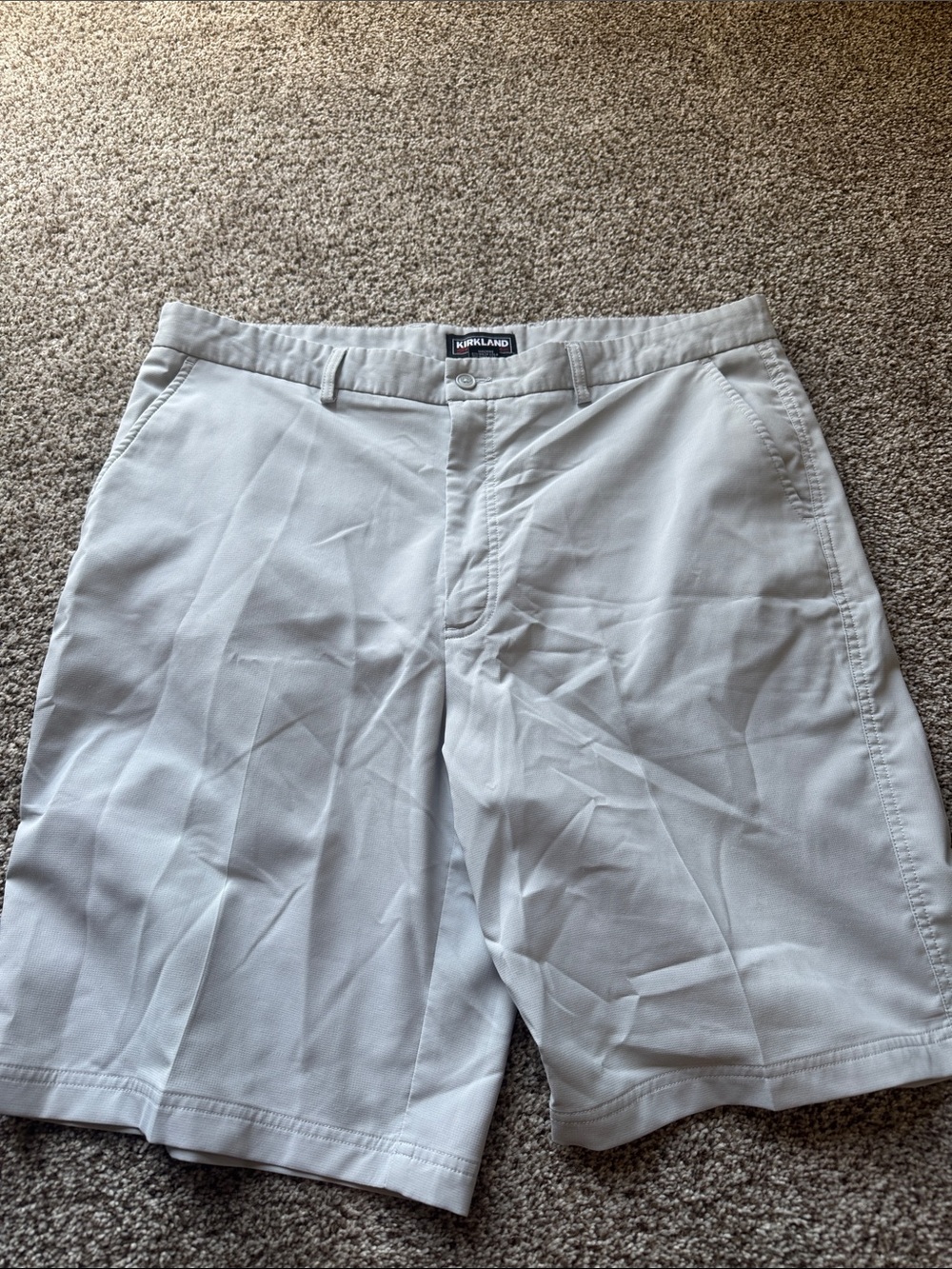 Kirkland Signature Men's Light Gray Flat Front Golf Shorts